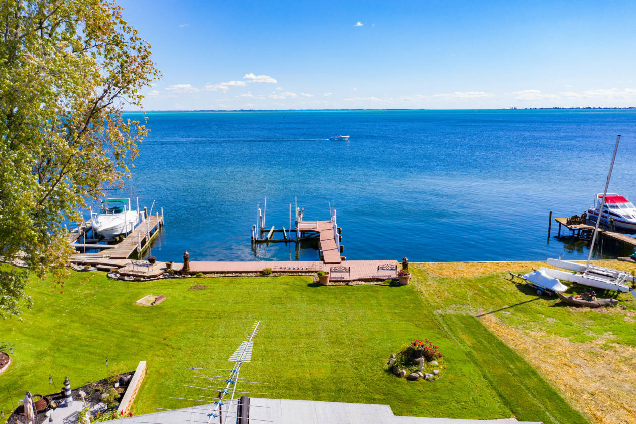 Lake and canal on beautiful Anchor Bay New Baltimore, County