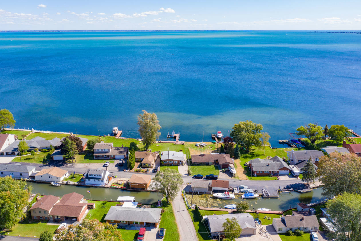 Lake and canal on beautiful Anchor Bay New Baltimore, County